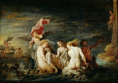 Hero and Leander: Leander تم العثور عليه بواسطة Nereids ، نسخة من لوحة رسمها دومينيكو فيتي ، 1650-56 بواسطة ديفيد تينيرز الأصغر