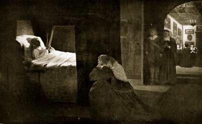 وفاة كرومويل ، 1658 ، رسم توضيحي من "قصة هتشنسون عن الأمة البريطانية" ، ج .1923 بواسطة ديفيد ويلكي