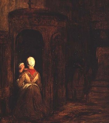 امرأة مع طفل راكع في اعتراف بواسطة ديفيد ويلكي