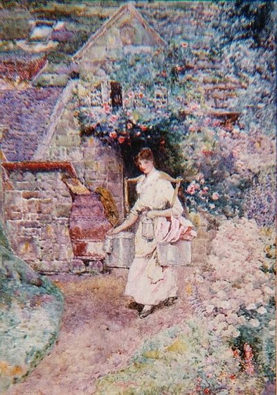 Milkmaid ، أو An Old Surrey Cottage (ألوان مائية) بواسطة ديفيد وودلوك