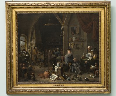 An Alchemist, later 1670s (oil on canvas) بواسطة ديفيد تينيرز الأصغر