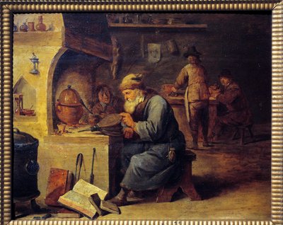 كيميائي. اللوحة التي رسمها David Teniers II قال David Le Jeune (1610 - 1690) ، Ec. Flam بواسطة ديفيد تينيرز الأصغر