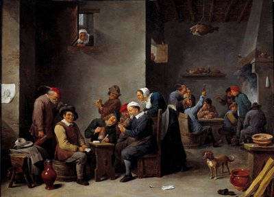 كاباريه الداخلية. لعبة الورق. قال ديفيد تينيرز الثاني الأصغر (1610 - 1690) Ec. Flam. بواسطة ديفيد تينيرز الأصغر