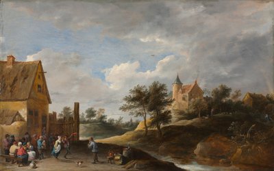 المناظر الطبيعية مع رقص الفلاحين ، c.1645-50 بواسطة ديفيد تينيرز الأصغر
