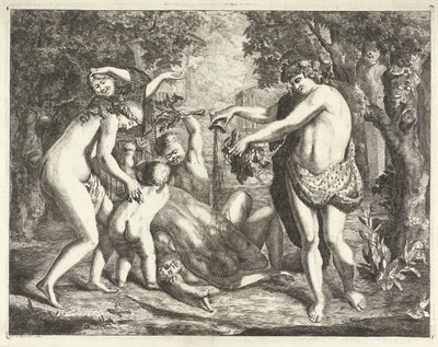 المناظر الطبيعية مع bacchanal ، مع Bacchus بواسطة ديفيد فان دير بلاس