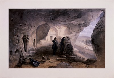 "الكنيسة المحفورة في الكهوف في Inkermann looking West" ، القرم ، أوكرانيا ، 1855 بواسطة يوم وابنه