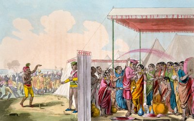 لعب هوهلي ، من "الزي ، الشخصية ، الآداب ، العادات المحلية والاحتفالات الدينية للمهرات" بواسطة TD Broughton ، النقش من قبل باكستر ، 1813 بواسطة دين علي