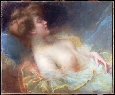 المرأة الشابة، نائم، (pastel) بواسطة Delphin Enjolras