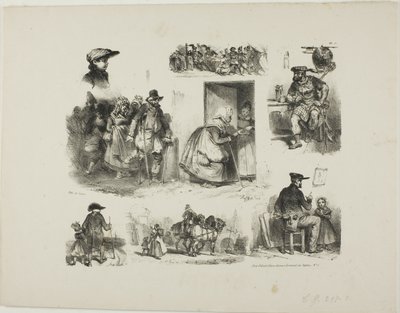 ورقة من الرسومات بواسطة Denis-Auguste-Marie Raffet