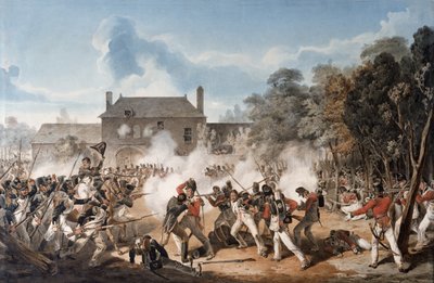الدفاع عن شاتو دي هوجومونت من قبل شركة الجناح ، حراس كولدستريم 1815 ، 1815 بواسطة دينيس دايتون