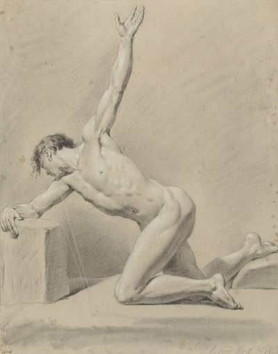 رجل عاري ، راكع على ركبته اليسرى ، متجهاً إلى اليسار بواسطة Derk Anthony van de Wart