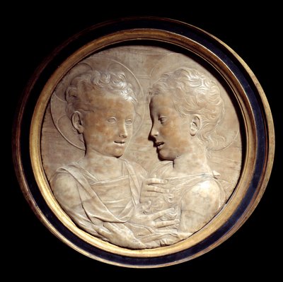 يسوع المسيح والقديس يوحنا المعمدان أطفال نقش على الرخام المستدير بواسطة Desiderio da Settignano (1428-1464) شمس القرن الخامس عشر. 0.5 م باريس ، متحف اللوفر بواسطة Desiderio da Settignano