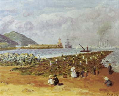 لا اسكوليرا (كاسر الأمواج أو كاسر الأمواج). لوحة لداريو دي ريجويوس (1875-1913). زيت على قماش. الانطباعية الاسبانية. متحف Monistrol في مونتسيرات في برشلونة. بواسطة Diario أو Dario de Regoyos y Valdes