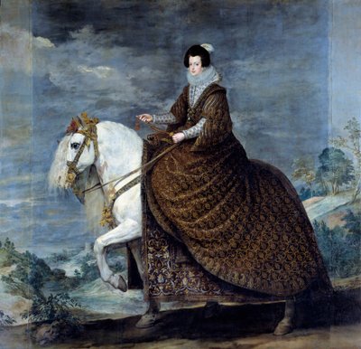 صورة الفروسية إليزابيث من فرنسا أو إيزابيل بوربون (1602-1644) ، زوجة فيليب الرابع ملك إسبانيا عام 1616 لوحة لدييغو فيلاسكيز (1599-1660) 1635 صن. 3،01x3،14 m مدريد ، متحف برادو - صورة الفروسية لإيزابيل الفرنسية (1602-1644) ، بواسطة دييجو فيلاسكيز