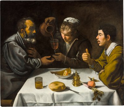 Le dejeuner - The Luncheon ، بقلم فيلاسكيز ، دييغو (1599-1660). زيت على قماش ، ج. ١٦١٨. الأبعاد: ٩٦ × ١١٢ سم. متحف Szepmuveszeti ، بودابست بواسطة دييجو فيلاسكيز