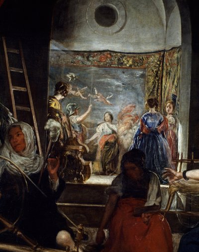 الغزالون أو خرافة Arachne التفاصيل. رسم دييجو رودريغيز دي سيلفا إي فيلاسكيز (1599-1660) ، حوالي 1655-1660 ، صن. 2،2x2،89 م مدريد ، متحف دو برادو بواسطة دييجو فيلاسكيز