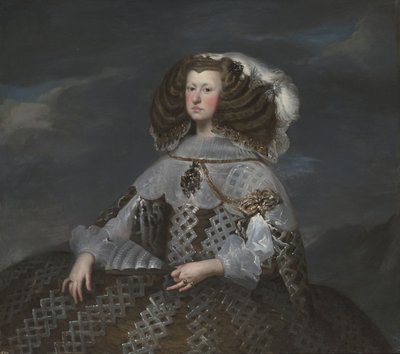 الفرنسية: ماري آن دي أوتريش، ملكة إسبانيا (1635-1696)، وصية على العرش ماريانا ملكة النمسا، ملكة إسبانيا (1635-1696) بواسطة دييجو فيلاسكيز