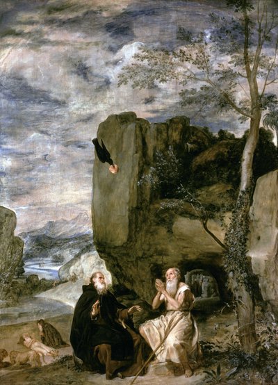 القديس أنطونيوس الاباتي والقديس بولس الناسك الأول ، 1642 بواسطة دييجو فيلاسكيز