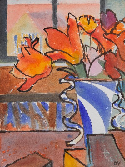 الزنبق (ألوان مائية وحبر) بواسطة 