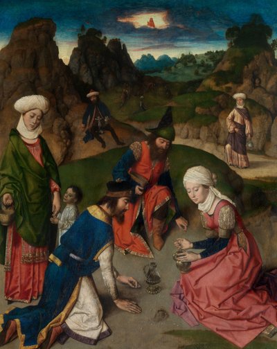 تجمع المن ، تفاصيل من مذبح القربان المقدس ، حوالي 1464-68 (زيت على لوح) بواسطة ديرك بوتس
