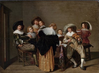 حفلة موسيقية - peinture de Dirck Hals (1591-1656) - زيت على خشب - 37x50 - المعرض الوطني ، براغ بواسطة ديرك الرقبة