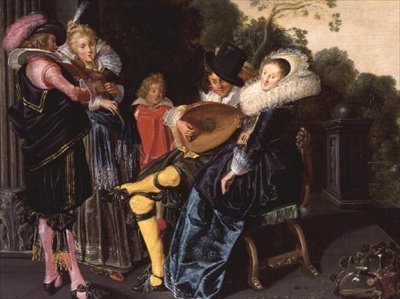 حفلة أنيقة لصنع الموسيقى عند بحيرة الزينة ، 1621 بواسطة ديرك الرقبة