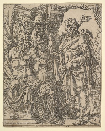 Achior يتوسل مع Holofernes من أجل الإسرائيليين ، من قصة جوديث وهولوفرنيس. بواسطة ديرك فولكرتسين كورنهيرت