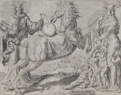 المعرفة الحمقاء والحب الأحمق في محاولة لكبح جماح العالم ، من العمل غير المقيد ... ، 1550. بواسطة ديرك فولكرتسين كورنهيرت