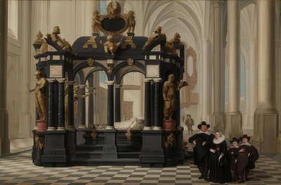 Eine Family am Grab des Prinzen William I. in der Nieuwe Kerk، Delft. 1645 بواسطة ديرك فان ديلين