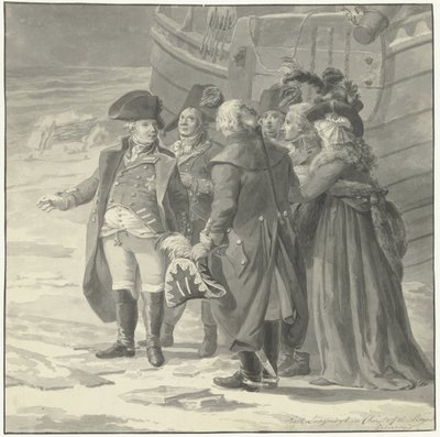 رحيل ويليام الخامس إلى إنجلترا في 18 يناير 1795 بواسطة Dirk Langendijk