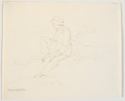 رجلان جالسان على صخرة بواسطة Ditlev Blunck