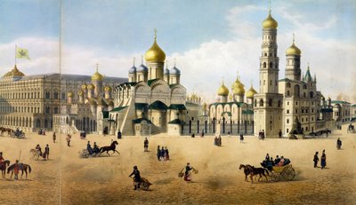 كاتدرائيات البشارة ورئيس الملائكة ، من بانوراما لموسكو ، نقشها فيليب بينويست 1813-ج 1905 و Aubrun ، حانة. بواسطة Lemercier litho تفاصيل 105099 بواسطة دميتري Indieitzeff
