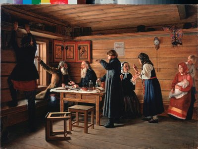 الجدل الديني - رسم ديمتري يغوروفيتش جوكوف (1841-1903) ، زيت على قماش بواسطة دميتري إيجوروفيتش جوكوف