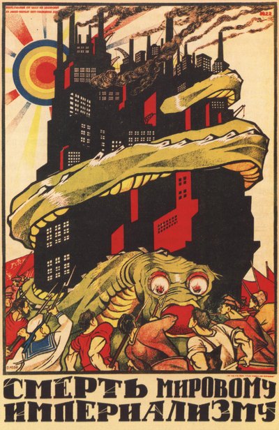 من أجل وفاة ملصق الإمبريالية العالمية ، 1920 بواسطة Dmitriy Stakhievich Moor