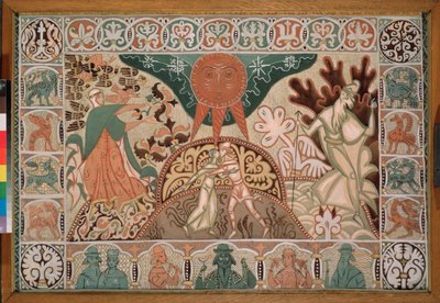 تصميم ستارة المسرح لأوبرا "The Snow Maiden" لنيكولاس (نيكولاي) ريمسكي كورساكوف (ريمسكي كورساكوف) (1844-1908) (تصميم الستارة لأوبرا Snow Maiden بواسطة N Rimsky Korsakov) - عمل دميتري سيميونوفيتش ستيليتسكي (1875-1947) ، اذهب بواسطة ديمتري (دميتريج) (1875 1947) ستيليتسكي