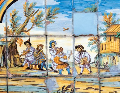 Detail of majolica decoration of Cloister of Poor Clares بواسطة دومينيكو أنطونيو فاكارو