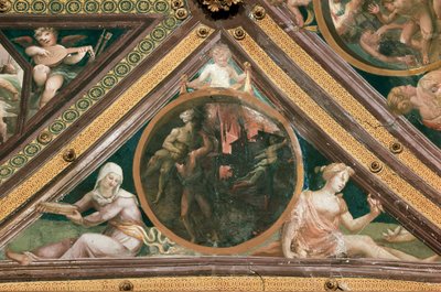Enee إنقاذ Anchise من حريق Trojan Fresco بواسطة Domenico Beccafumi (1486-1551) بواسطة دومينيكو بيكافومي