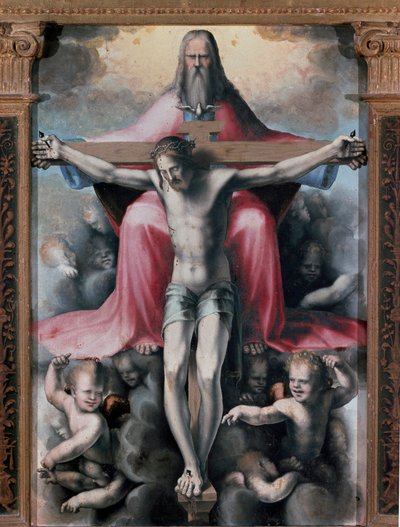 لوحة ثلاثية من الثالوث ، تفاصيل اللوحة المركزية: الثالوث. لوحة لدومينيكو بيكافومي (1486-1551) بواسطة دومينيكو بيكافومي