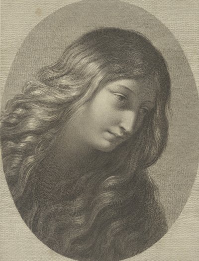 رأس مريم المجدلية تنظر إلى اليمين ، في إطار بيضاوي ، بعد رين ... ، كاليفورنيا. 1745-1803. بواسطة دومينيكو كونيجو
