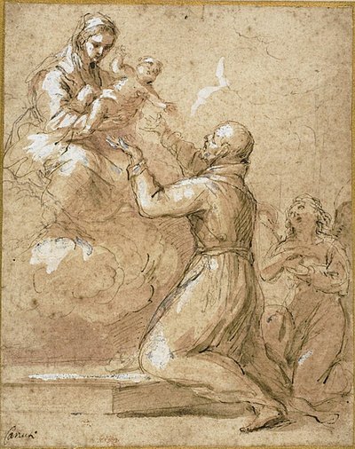 ظهور العذراء والطفل للقديس كاجيتان من ثيين بواسطة Domenico Maria Canuti