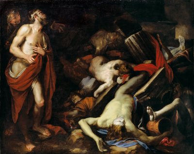 أيوب وأولاده بواسطة Domenico Piola