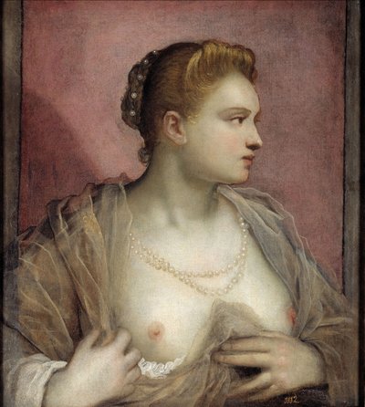 سيدة تجرد ثدييها بواسطة Domenico Robusti Tintoretto