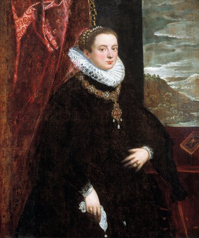 صورة لسيدة ترتدي الأسود بواسطة Domenico Tintoretto