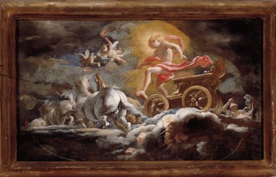 عربة الشمس لوحة لدومينيكو بيولا (1627-1703) خافت 58x78 سم الجينات ، Musei di Strada Nuova (سابقا Palazzo Bianco) بواسطة دومينيكو الأكبر بيولا