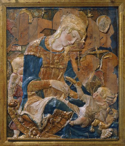 مادونا والطفل ، منسوبة إلى دوناتو دي نيكولو دي بيتو باردي الملقب دوناتيلو (حوالي 1386-1466) ، إغاثة من الطين ، إيطاليا بواسطة دوناتيلو