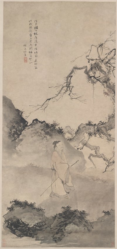 The Poet Lin Bu Wandering in the Moonlight، أواخر القرن الخامس عشر الميلادي. بواسطة أنت جين