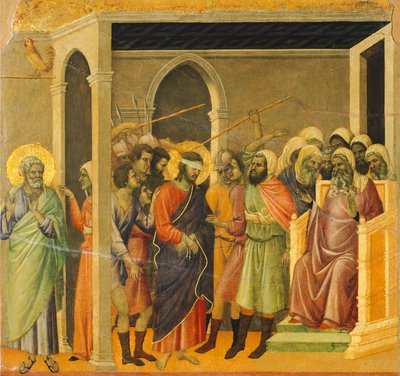 Christ mocked (Cristo percosso), detail, recto of the Maestà بواسطة دوتشيو دي بونينسينيا
