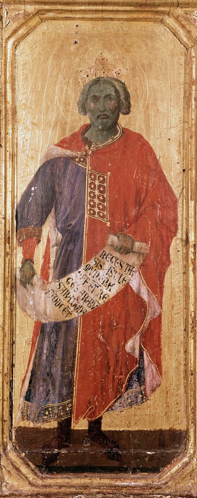 النبي سالومون ديتريمب على الخشب لدوتشيو دي بونينسيجنا (1255-1318 / 9) 1308-1311 Dim.42،5x16 سم سيينا ، متحف أوبرا ميتروبوليتانا بواسطة دوتشيو دي بونينسينيا
