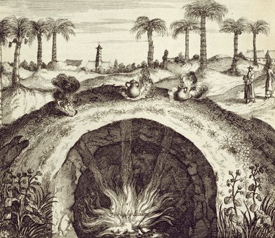 طباخ بخاري عملاق تحت الأرض ، من الصين رسمه أثناسيوس كيرشر (1601-80) 1667 بواسطة المدرسة الهولندية