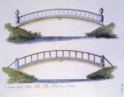 تصاميم الجسر من مجلة Garden Gems بواسطة G. van Laar ، تم نشرها عام 1802 بواسطة المدرسة الهولندية